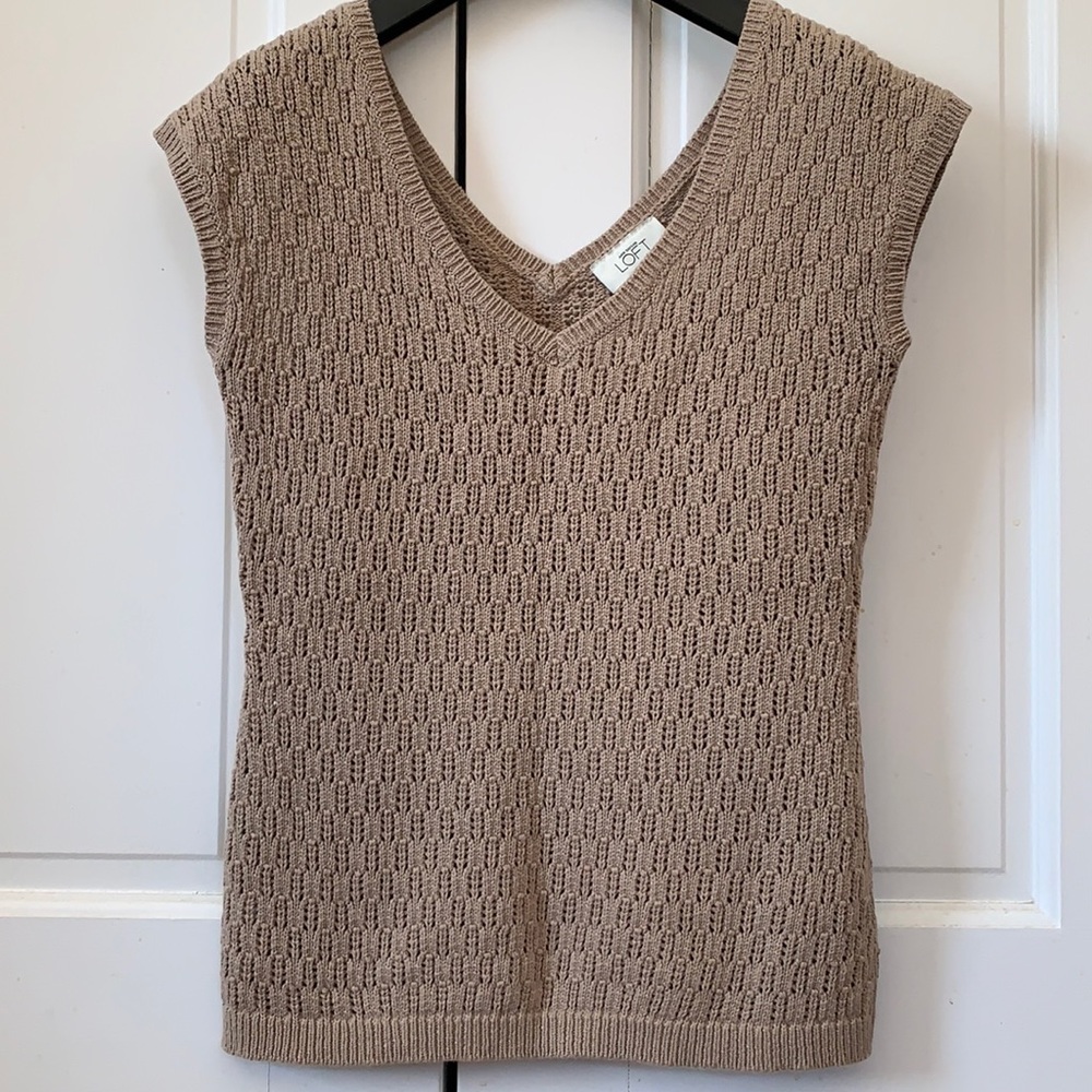 Loft sleeveless double v-neck woven sweater